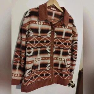 Andthewhy Staccato Aztec print fleece button up